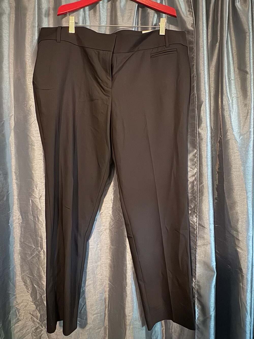 NWT Van Heusen Women's Just Below Waist Str Leg Stretch Dress Pants BlkSz 18